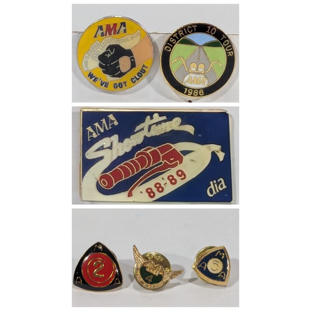 AMA motorcycle pin lot biker rights road rally & membership pins years 2 4 5